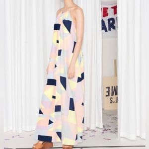Rachel Antonoff collab w/ & other stories Geometric Backless Halter Maxi Dress